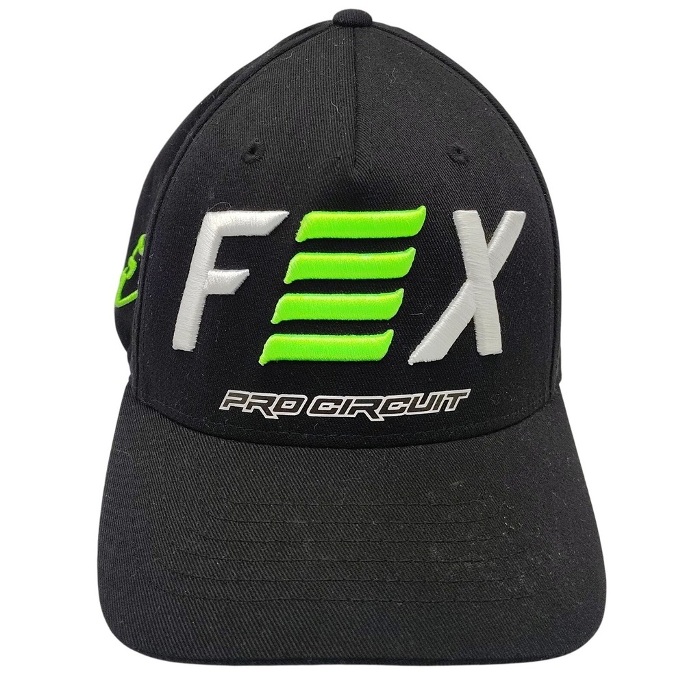 Fox Racing Pro Circuit Hat Adult S/M Black Flexfit Embroidered Cap